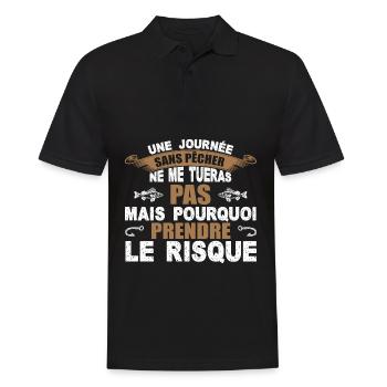 idee cadeau homme, peche, pecheur, humour pecher - Polo Homme - noir - Devant - Kai (181cm)