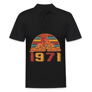 Vélo VTT Cycliste Anniversaire 1971 - Polo Homme - noir - Devant - Kai (181cm)