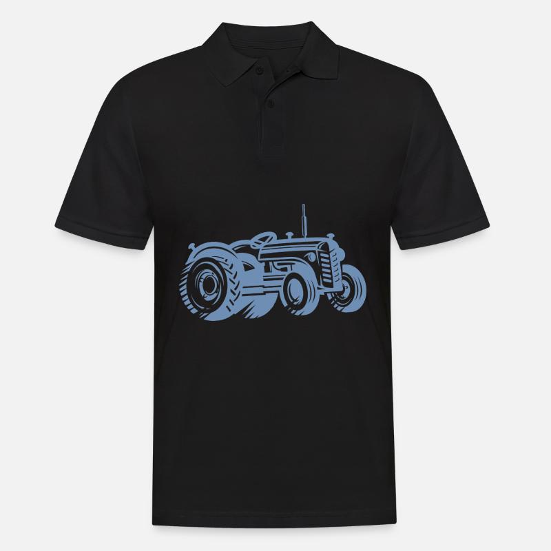 Traktor Silhouette Bauer Landwirtschaft - Männer Poloshirt - Schwarz