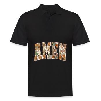 Amen Christlich Bibel Jesus Blumen Ornament Kirche - Männer Poloshirt - Schwarz - Vorne - Kai (181cm)