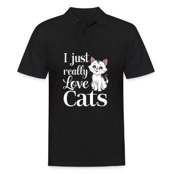 Chat Chats Amoureux Chat Propriétaire Chaton - Polo Homme - noir - Devant - Kai (181cm)