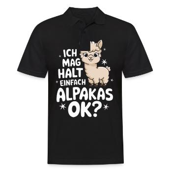 Alpaka Llama - Männer Poloshirt - Schwarz - Vorne - Kai (181cm)