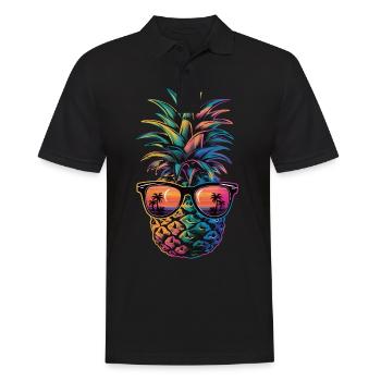 Ananas Fruit tropical hawaïen - Polo Homme - noir - Devant - Kai (181cm)
