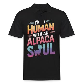 Alpaka Llama - Männer Poloshirt - Schwarz - Vorne - Kai (181cm)