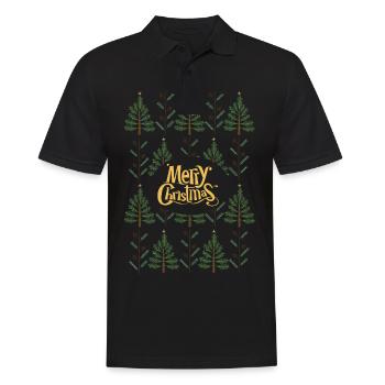 Forêt joyeux noel - Polo Homme - noir - Devant - Kai (181cm)