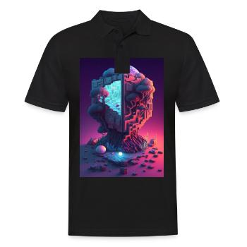 Voxel Vaporwave Neon Futuristisch Fantasie Gaming - Männer Poloshirt - Schwarz - Vorne - Kai (181cm)