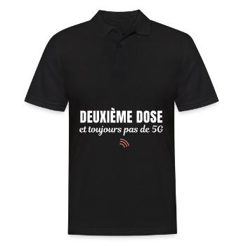 Humour Vacciné Deuxième Dose toujours pas de 5G - Polo Homme - noir - Devant - Kai (181cm)