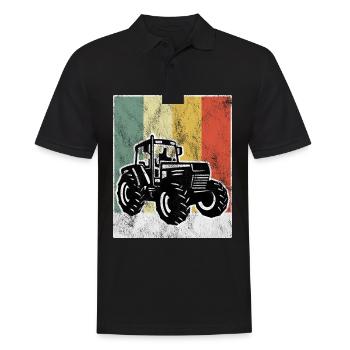 Tractor Farm Farmer Retro Tractor Tractors - Men's Polo Shirt - black - Front - Kai (181cm)