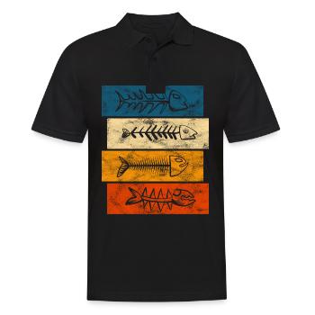 Fishing Fishing Fishing Fishing Fisherman Fish Retro - Men's Polo Shirt - black - Front - Kai (181cm)