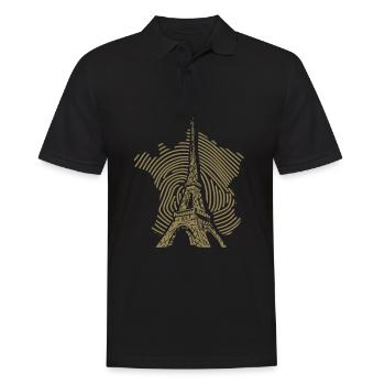 Bronze Eiffel Tower silhouette minimalist Paris - Men's Polo Shirt - black - Front - Kai (181cm)