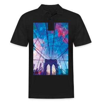 01 Brooklyn Bridge Poster Margarita Art - Men's Polo Shirt - black - Front - Kai (181cm)