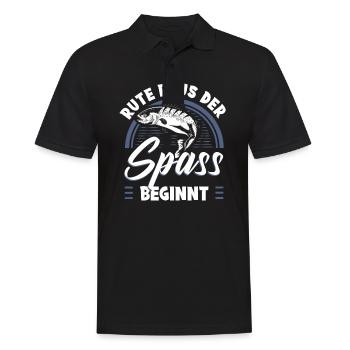 Rute Raus Der Spaß Beginnt Angler - Männer Poloshirt - Schwarz - Vorne - Kai (181cm)