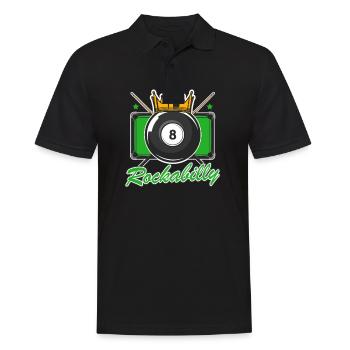 Rockabilly 50er Jahre Billard Spieler - Männer Poloshirt - Schwarz - Vorne - Kai (181cm)