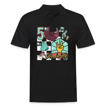 Rockabilly 50er Jahre Musik Rock N' Roll - Männer Poloshirt - Schwarz - Vorne - Kai (181cm)