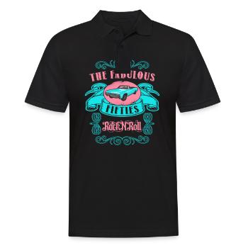 Die Fabelhaften Fünfziger Rock N' Roll 50er - Männer Poloshirt - Schwarz - Vorne - Kai (181cm)
