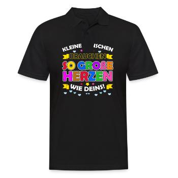 Kleine Menschen Brauchen So Große Herzen Wie Deins - Männer Poloshirt - Schwarz - Vorne - Kai (181cm)