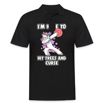 Dabbing Unicorn Disc Golf I'm Here To Hit Trees - Men's Polo Shirt - black - Front - Kai (181cm)