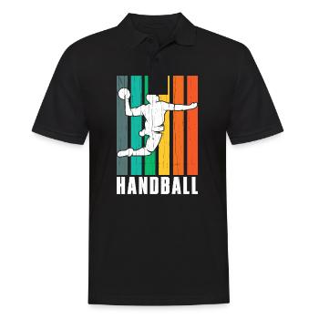 Handball Handballer Retro - Männer Poloshirt - Schwarz - Vorne - Kai (181cm)
