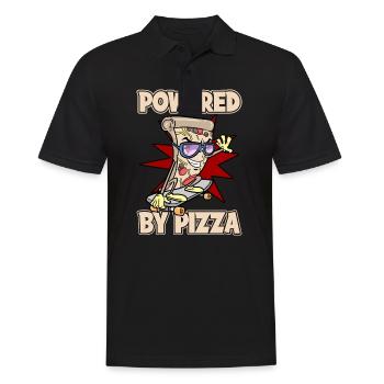 Pizza Skater Skateboard Powered By Pizza - Männer Poloshirt - Schwarz - Vorne - Kai (181cm)