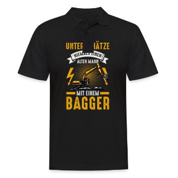 Unterschätze Niemals Einen Alten Mann Baggerfahrer - Männer Poloshirt - Schwarz - Vorne - Kai (181cm)