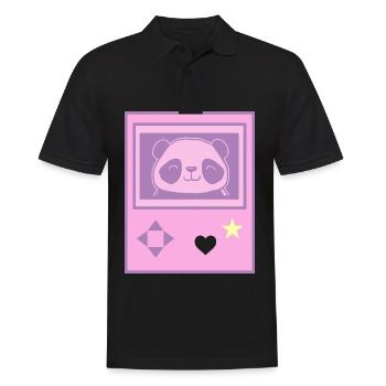 Kawaii Gamer Panda in Pastel Anime Girl Manga Style - Men's Polo Shirt - black - Front - Kai (181cm)