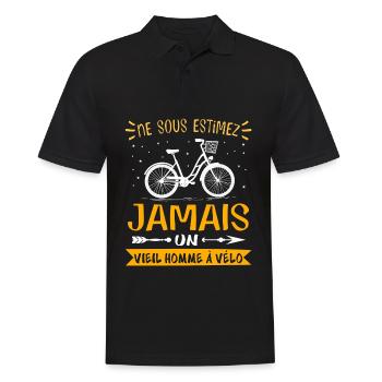 Ne sous-estimez jamais vieil homme cadeau de vélo - Polo Homme - noir - Devant - Kai (181cm)