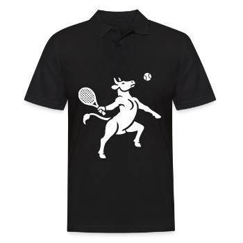 Kuh Tennis Tennisball Balancieren Horn Silhouette - Männer Poloshirt - Schwarz - Vorne - Kai (181cm)