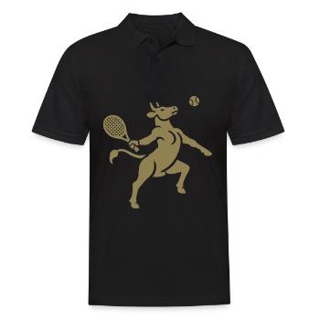 Kuh Tennis Tennisball Balancieren Horn Silhouette - Männer Poloshirt - Schwarz - Vorne - Kai (181cm)
