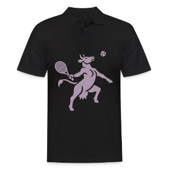 Vache Tennis Ballon Silhouette Minimaliste - Polo Homme - noir - Devant - Kai (181cm)