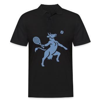 Vache Tennis Ballon Silhouette Minimaliste - Polo Homme - noir - Devant - Kai (181cm)