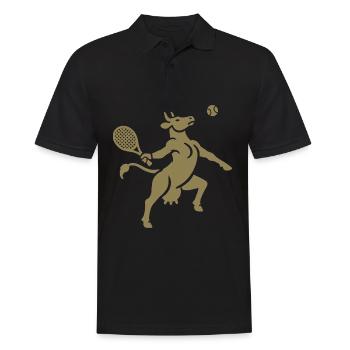 Vache Tennis Ballon Silhouette Minimaliste - Polo Homme - noir - Devant - Kai (181cm)