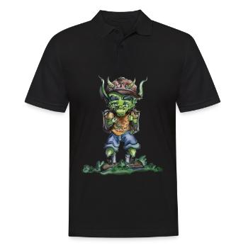 Drache geht zur Schule - Männer Poloshirt - Schwarz - Vorne - Kai (181cm)