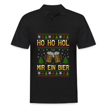 Ho Ho Hol mir ein Bier lustige Weihnachten Sprüche - Männer Poloshirt - Schwarz - Vorne - Kai (181cm)