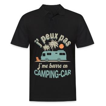 camping car je me barre en camping car humour - Polo Homme - noir - Devant - Kai (181cm)