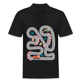 Spielen Sie Autorennen auf dem Rücken Familiengeschenk - Männer Poloshirt - Schwarz - Vorne - Kai (181cm)
