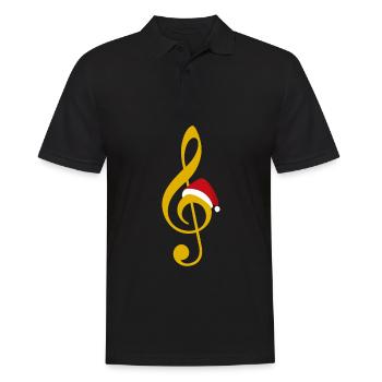 Clé de partition avec casquette de Noël musicien Present - Polo Homme - noir - Devant - Kai (181cm)