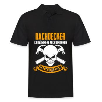 Dachdecker Zimmermann Witz Dachschaden - Männer Poloshirt - Schwarz - Vorne - Kai (181cm)