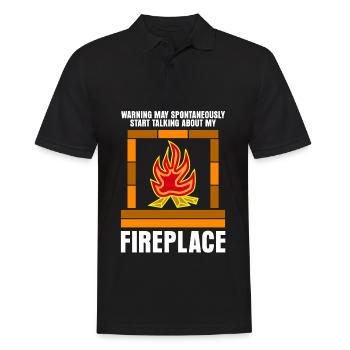 Kamin Ofen Feuerstelle Feuer Kaminofen - Männer Poloshirt - Schwarz - Vorne - Kai (181cm)