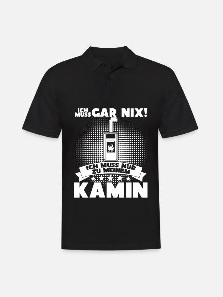 Kamin Kaminofen Brennholz Ofen - Männer Poloshirt - Schwarz