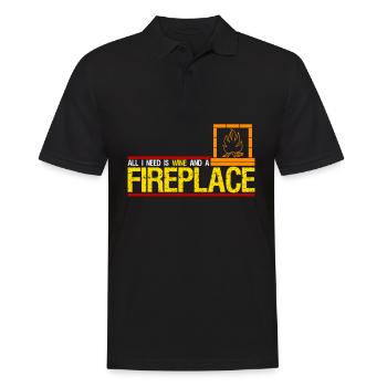 Kamin Ofen Wein Feuerstelle Kaminofen - Männer Poloshirt - Schwarz - Vorne - Kai (181cm)