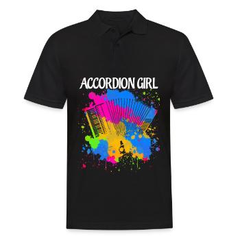 Akkordeon Girl Akkordeonist Zieharmonika - Männer Poloshirt - Schwarz - Vorne - Kai (181cm)