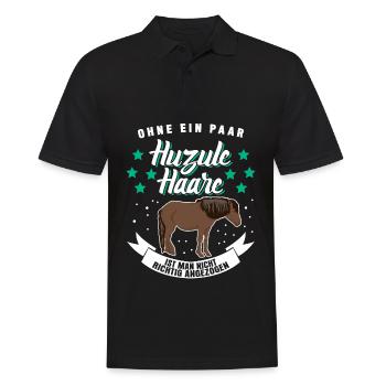 Huzule Reiter Pferd - Männer Poloshirt - Schwarz - Vorne - Kai (181cm)