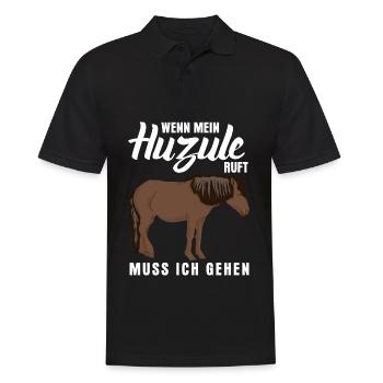 Huzule Witz mit Pferd für Reiter - Männer Poloshirt - Schwarz - Vorne - Kai (181cm)