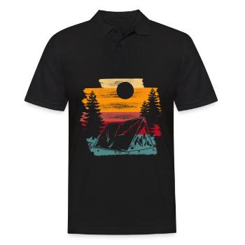 Outdoor Wandern Retro Wald Camping - Männer Poloshirt - Schwarz - Vorne - Kai (181cm)