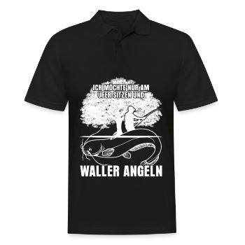 Waller Angler Fischer Fisch Angeln - Männer Poloshirt - Schwarz - Vorne - Kai (181cm)