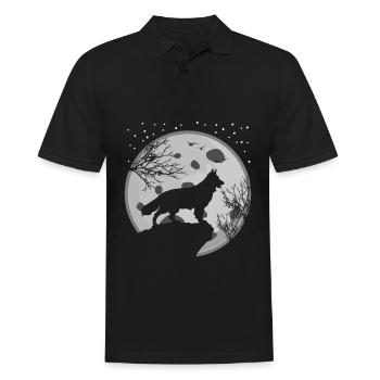 White Shepherd Moon Shepherd Dogs - Men's Polo Shirt - black - Front - Kai (181cm)
