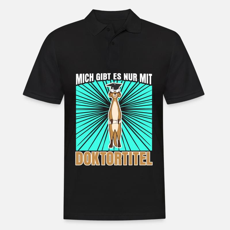 Doktortitel Erdmännchen Doktorarbeit - Männer Poloshirt - Schwarz