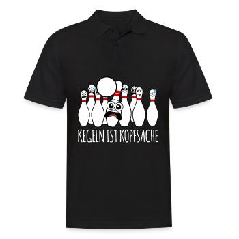 Kegeln ist Kopfsache - Männer Poloshirt - Schwarz - Vorne - Kai (181cm)