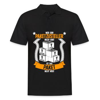 Paketzusteller Witz Paketbote - Männer Poloshirt - Schwarz - Vorne - Kai (181cm)