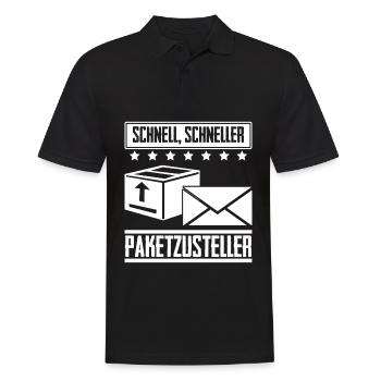 Paketzusteller Postbote Paket Paketbote - Männer Poloshirt - Schwarz - Vorne - Kai (181cm)